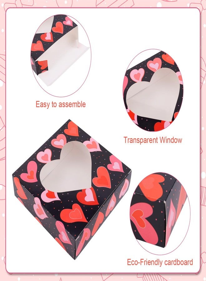 XIHIRCD 8pcs Valentine's Day Gift Box, Valentines Bakery Boxes with Clear Heart Window & Cute Stickers 8 Style Treat Boxes for Packaging Cookies Cupcake Biscuit Wedding Birthday Party Supplies - Image 4